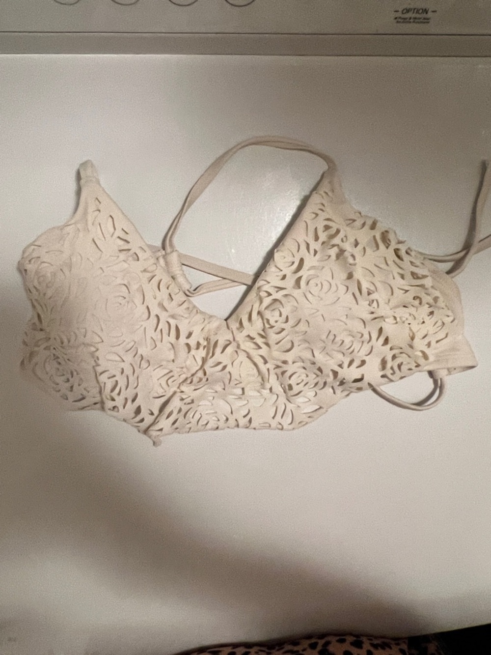 Xhilaration Cream Laser-Cut Floral Bikini Bralette Swim Top